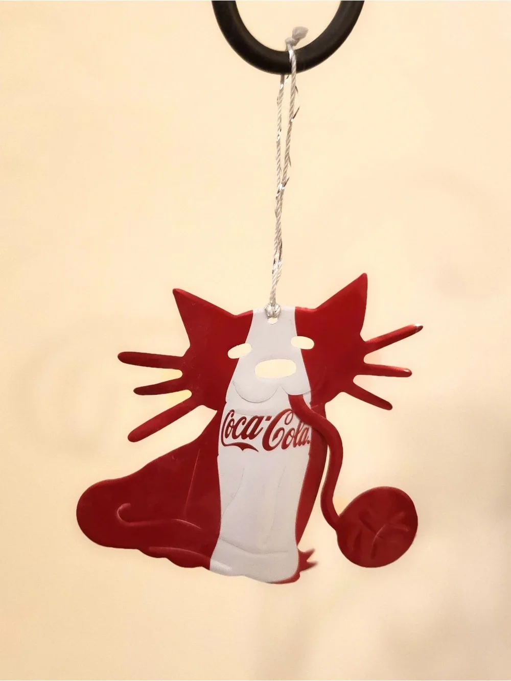 Vintage Coca-Cola Upcycled Soda Can Cat Ornament - Handmade Recycled Aluminum